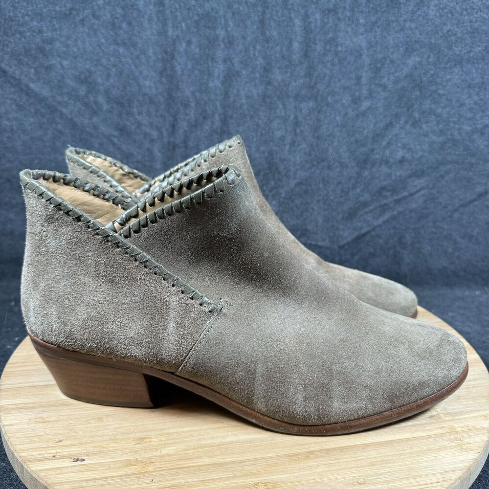 Jack Rogers Sadie Womens 10 M Green Suede Ankle Booties Low Heel Slip‎ On Boots